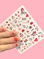 Dettaglio di adesivi per unghie con cuori e labbra DP1356 per lo stile di San Valentino - Motivo a Tema Amore (DP-1356)