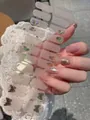 Translucent pink nail stickers with laser butterfly design for women, model 005 - Holographic Butterfly Style (005)