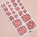 Detailansicht der 22-teiligen rosa Glitzer-Zehennagelaufkleber mit dem Code LT-SFJ018 - Hellrosa Glitzer Stil (LT-SFJ-018)