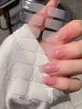 Macro detail of gradient pink glitter nail stickers showing sheer jelly finish - Pink Jelly Laser Silver Glitter Style (PDD-238)