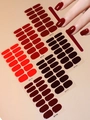 Set de 6 pegatinas para uñas color rojo y oscuro con lima para manicura profesional - Estilo Rojo Negro (HPZH-01)