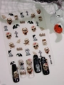 Adesivi per unghie di Halloween con teschi opachi 3D, pipistrelli e pietre tombali per nail art - Opaco (JY-0009)