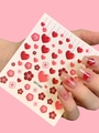 Adesivi per unghie con motivi a cuore rossi e rosa e decorazioni floreali DP1346 - Cuore Floreale Rosso Rosa (DP-1346)
