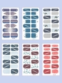 Set van 6 nagelstickers met paars sterrenstelsel, marmerpatroon en glitterontwerpen - Blauw Rood Sterren Combinatie (DQ3ZH6-05) / 6 stuks