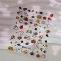 Halloween Nagelaufkleber mit Kürbis, Geist und Katzenmotiven auf dem DEC-015 Bogen - Halloween Cartoon Muster (DEC-015)