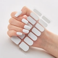 Glänzende reinweiße 3D-Nagelsticker zum Aufkleben, Set DQ-43 auf transparenter Folie - Reinweiß Glänzender Stil (DQ043)