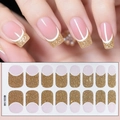 Adesivi per unghie stile francese con glitter dorati e rosa set da 16 pezzi - Glitter Dorato Bordo Bianco Stile Francese (CS-146)