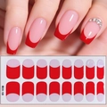 Klassische rot-rosa French-Tip Nagelsticker-Set mit 16 Klebestreifen für DIY-Maniküre - Roter Rosa Colorblock-Stil (CS-126)