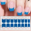 Detailansicht der französischen Nageltattoos CS-127 in Dunkelblau und Nude-Pink-Design - Dunkelblauer Nude Colorblock-Stil (CS-`127)