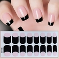 Classic black and pink French manicure nail wraps style CS-129 applied on fingernails - Black Pink French Style (CS-129)