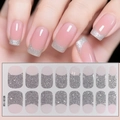 Detail of French manicure stickers CS-130 with silver glitter tips and pink base - Silver Glitter Tip Style (CS-130)
