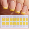 French style nail stickers in bright yellow and white design, 14 pieces per sheet - Yellow White French Style (CS-135)