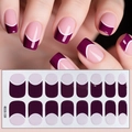 Detail of French style burgundy and pink nail stickers with white arc design CS-138 - Wine Red Purple Style (CS-138)
