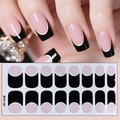 French manicure stickers with black and pink contrast design and set of 14 pieces - Black Pink White French Style (CS-139)