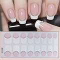 Classic French manicure stickers with pink base, white tips and silver glitter accents - Pink White Silver Glitter Style (CS-143)