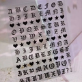 Gothische Buchstaben Nagelaufkleber mit Herz und Stern Mustern Modell LTH-019 - Schwarz