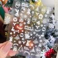 Adesivi per unghie natalizi in rilievo 3D con Babbo Natale, fiocchi di neve e angeli - Stile Natalizio in Rilievo Bianco (JY-0063)