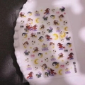 Halloween nail stickers with 5D embossed witches and black cats on a decorative tray - JY-028