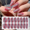 Adesivi per unghie cat-eye con sfumatura rosa e argento ed effetto glitter, 16 pezzi - Stile Occhio di Gatto Sfumato Rosa Argento Bianco (CSJ-06)