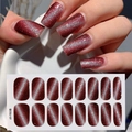 Adesivi per unghie cat eye rosso vino con effetto magnetico scintillante set da 16pz - Stile Magnetico Occhio di Gatto Rosso Vino (CSJ-07)