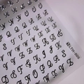 Adesivi per nail art LTH-005 con lettere alfabeto 3D argento e finitura metallica - Nero