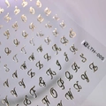 Adesivi per unghie con lettere metalliche dorate corsive LTH-005 per nail art - Oro