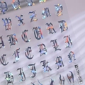 Adesivi per unghie con lettere gotiche olografiche e effetto laser metallizzato chic - Olografico (LTH-018)