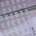 Adesivi per unghie stile gotico con lettere bianche e texture a rilievo professionale - Bianco (LTH-018)
