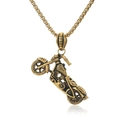 Collana con ciondolo moto in oro retrò, finitura vintage da uomo con catena a scatola - Oro (Con Catena)