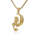 Pendaglio sirena sulla luna dorata con catena veneziana e dettagli di squame - Color Oro Con Catena