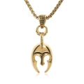 Collana con ciondolo a casco spartano dorato da uomo con catena a scatola su bianco - Oro (Con Catena)