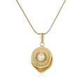 Elegant gold pearl pendant necklace with irregular sunburst texture and snake chain - Pendant with Chain / Gold