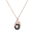 Colgante de nota musical de oro rosa con diamantes brillantes y detalles en negro elegante - Oro Rosa Cerámica Negra