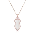 Detalle de un collar de oro rosa con piedra preciosa blanca y pavé de diamantes finos - Oro Rosa Cerámica Blanca