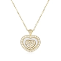 Elegante goldene Doppelhalskette mit Diamanten und weißem Herzanhänger für Damen - Gold Weiß Keramik