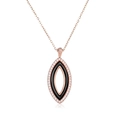 Collier minimaliste œil d'ange en céramique noire avec chaîne maille forçat or rose - Or Rose Céramique Noire