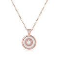 Detalle del collar de oro rosa con cerámica blanca y colgante de diamante halo - Oro Rosa Cerámica Blanca