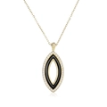 Détail du collier à pendentif marquise doré avec émail noir et pavé de cristaux brillants - Ton Or Céramique Noire