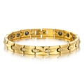 Bracciale in acciaio inossidabile dorato con diamanti a goccia e inserti magnetici per donna - Stile Goccia d'Acqua con Strass / Oro