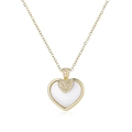 Minimalistische doppelte Herz-Keramik-Halskette mit Goldkette und Kristallen für Damen - Gold Weiß Keramik