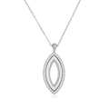 Dettaglio macro della collana con pendente a occhio marquise in argento e zirconi - Tono Argento Ceramica Bianca