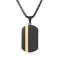 Collana da uomo in acciaio al titanio con piastrina nera opaca e dettaglio dorato - Ciondolo Nero Oro Con Catena (CCL1429)