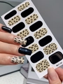 Set de 14 pegatinas para uñas con estampado de leopardo y negro para manicura DIY - Estilo Patchwork Leopardo Negro Puro (LT-187)