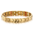 Bracciale magnetico in acciaio inossidabile dorato con pietre energetiche colorate e design tartaruga - Oro