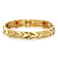 Bracciale magnetico dorato con maglie a freccia e pietre colorate per il benessere - Oro