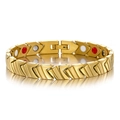 Pulsera magnética de acero inoxidable dorado para mujer con eslabones en V y cierre - Estilo Dorado