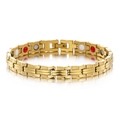 Golden titanium steel magnetic health bracelet with dot pattern and functional magnets - Style 3