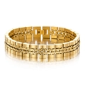 Gold stainless steel braided link bracelet for men featuring a retro industrial design - Gold Style