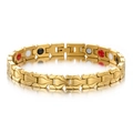 Pulsera magnética de acero inoxidable dorado con eslabones estilo trofeo y reflejo - Estilo Dorado