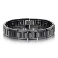 Magnettherapie-Armband für Herren in Schwarz mit H-Glied-Design und Faltschließe - Schwarz